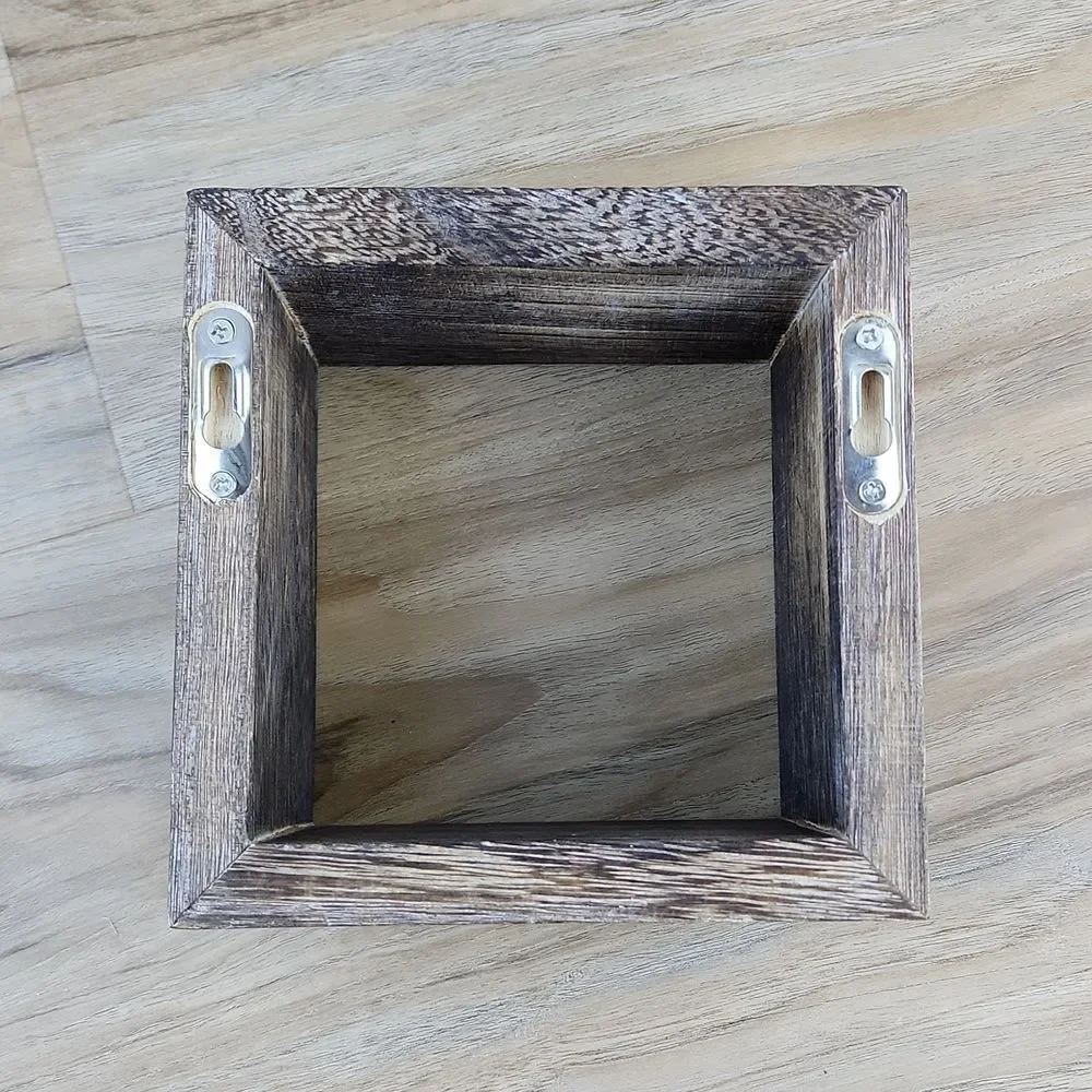 🔺️NWT The Container Store Brown Rustic Wood Square Display Shelf